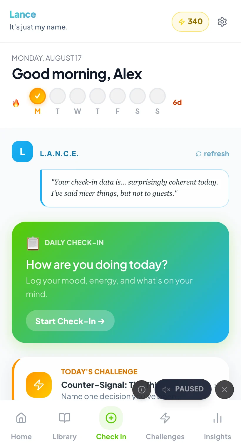 Your home screen — the tools you chose, ready to open